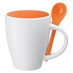 Cana ceramica 250 ml cu lingurita inclusa - 509510, Orange