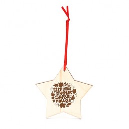 JINGLE, Ornament de Crăciun din lemn - XM1305, ESTRELLA
