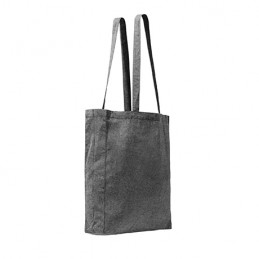 LUMIA. Bag made of 140 gsm recycled cotton in a heather finish design, with 70 cm long handles - BO7617, BLACK