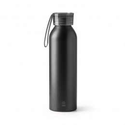LEWIK. Sticlă din aluminiu reciclat cu capac și curea de transport asortate - BI4212, BLACK