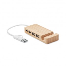Hub USB din bambus cu 4 porturi, MO2144-40 - Wood